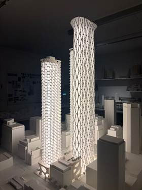3c- Henriquez Partners Architects 3D printed model of the Georgia and Abbott buildings
